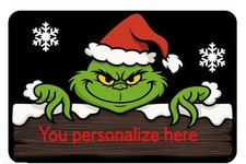 Personalized Hanging Metal Grinch Christmas Sign 8" x 12"
