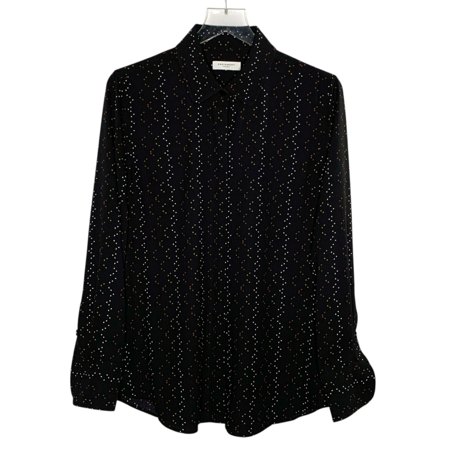 Femme M Womens Inisse Top Button Front Geometric Dots Polyes
