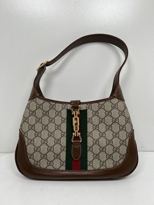 Gucci Jackie 1961 Small GG Supreme Canvas Shoulder Bag Brown 636706