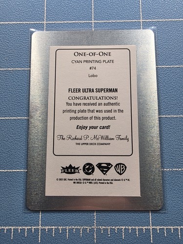 2026 Fleer Ultra Superman - Lobo #74 - Cyan Printing Plate 1/1 - Insert - Bild 6 von 6