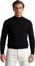 Mens Mock Neck Sweater, Soft Slim Fit Pullover Top, Basic Mock Neck Sweater for