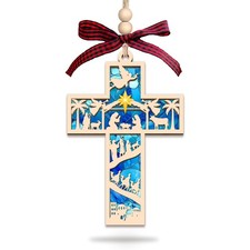 Nativity Cross Ornament for Christmas Tree - Religious, Christian Christmas O...
