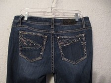Women's, Miss Me, Bling, Embroidery, Blue Denim, Jeans, Size 30 x 33