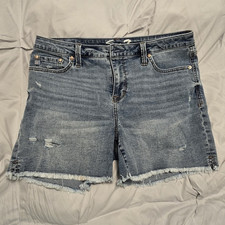 Seven7 Weekend Women s Cut Off Denim Shorts Light Wash 10 32W Mid Rise