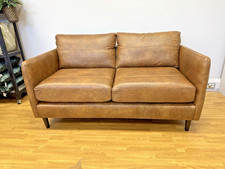Warren 3 Seater Sofa in Grade A Napoli Tan leather with dark legs RRP £1695