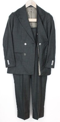 SUITSUPPLY La Spalla Herren Anzug UK30R Grün 2-teilig Seide Kaschmir Leinen Zweireihig Slim *