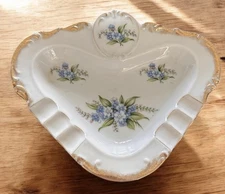 Stafford Ceramic Ashtray Hand Painted With Forget-Me-Not Flowers Vintage (1957)