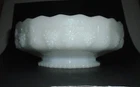 Fire-King Pedestal Fruit Bowl Anchor Hocking Grapes Pattern Milk Glass Vintage