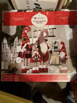 Members Mark Christmas Plush Gnome Set Of 4 NEW