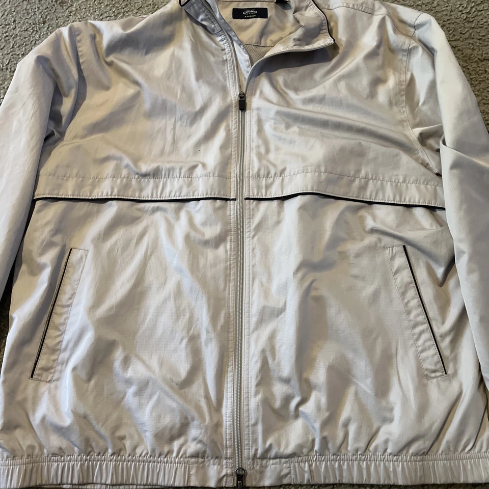 Jaqueta masculina bege Callaway Golf x Series tamanho L bolsos com zíper completo - Imagem 3 de 3
