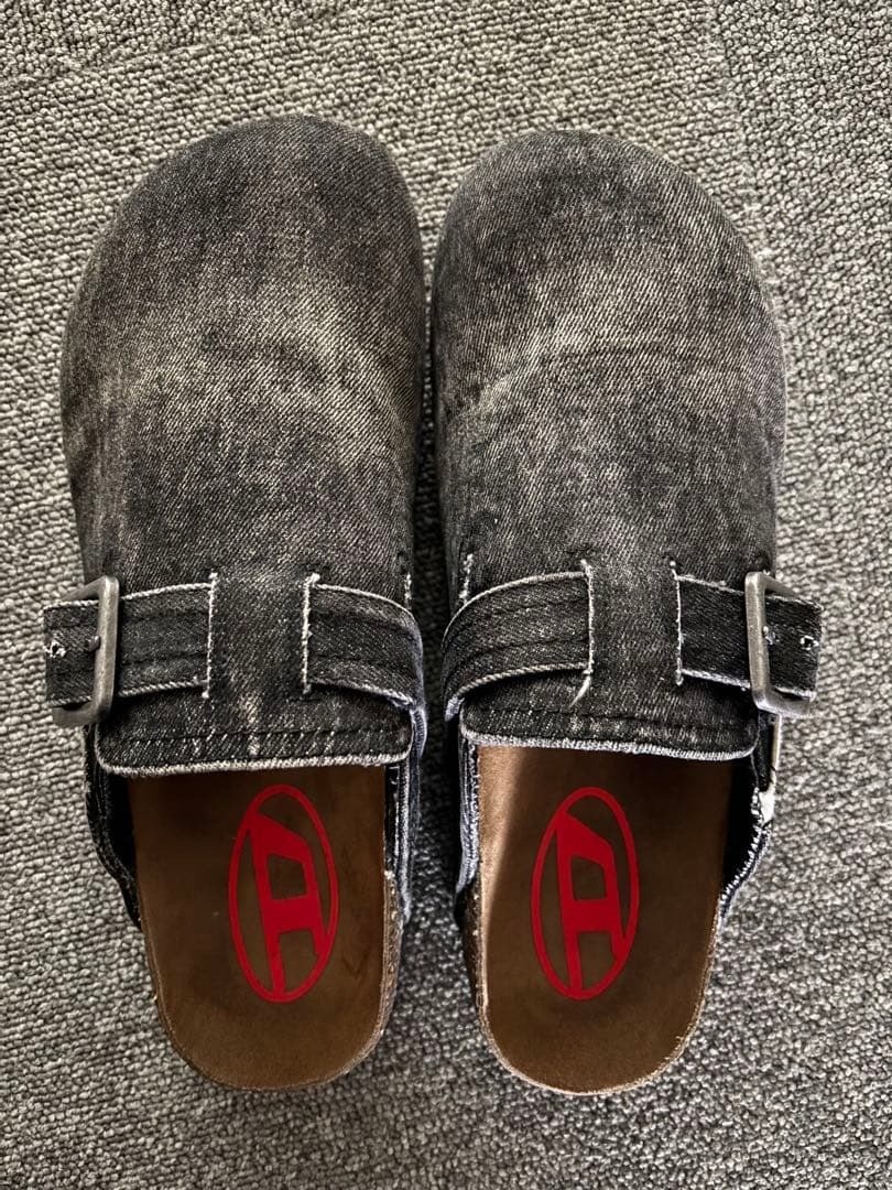DIESEL Dark Gray Denim-Look Clog Slip-On Sandals Size 27cm Comfortable Japan
