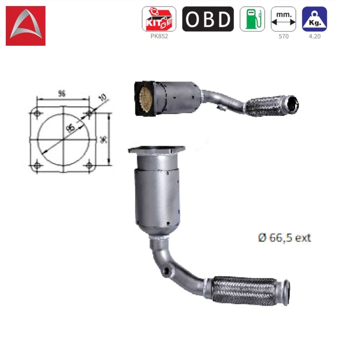 Catalyseur Berlingo Multispace Partner 1.6 pot échappement de remplacement B9
