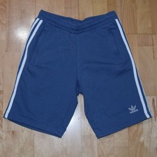 ADIDAS Men's Sz S Three Stripes Blue Terry Zipper Pocket Athletic Shorts