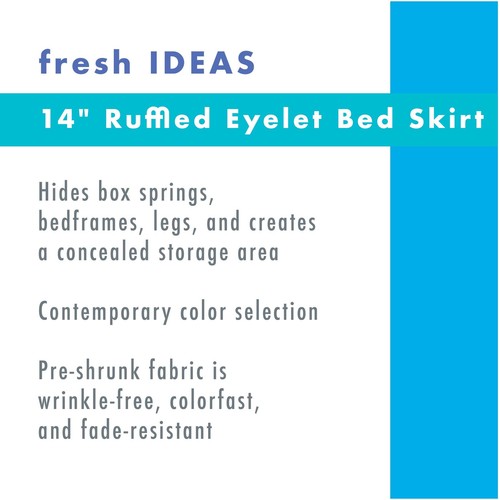 Ideas Ruffled Eyelet Bed Skirt Dust Ruffle with Gathered Styling and Embroide... - Picture 3 of 9
