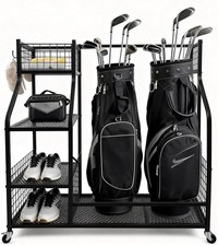 Sports Equipment Organizer Golf Ball Storage Rack Golf Bag Holder Garage Basket