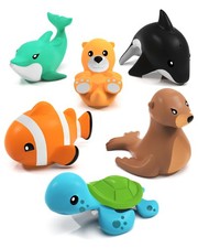 Tub Works Marine Mold Free Bath Toys, 6 Small, Green, Orange, White, Gray
