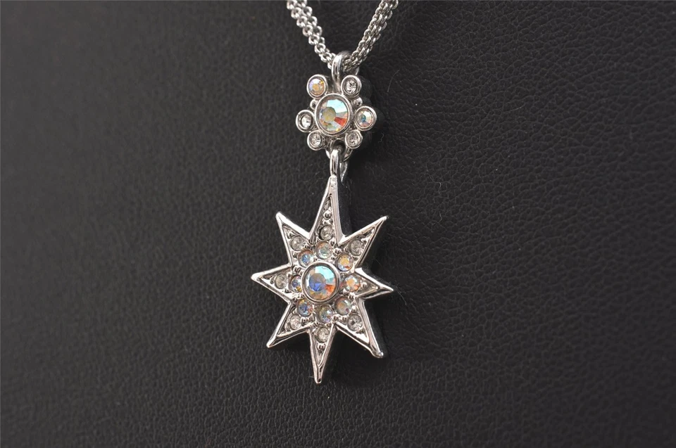 Auténtico collar colgante de cadena Christian Dior tono plata estrás CD 4706N Foto 4 de 4