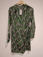 Mango Green Wrap Shirt Dress Size M Long Sleeve BNWT 