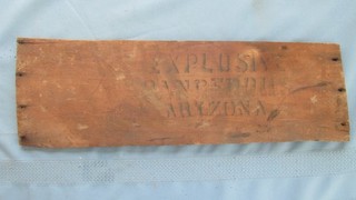 1900's Arizona Dangerous Explosives Partial Wooden Box Lid Mining Relic