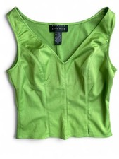 Vintage Y2K 90s Lime Green Corset Top Sz 6 Going Out Festival Party Clubbing Top