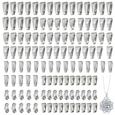 120 Pcs Stainless Steel Pendant Clasps for Necklaces, Pinch Clip Bail Clasp N...