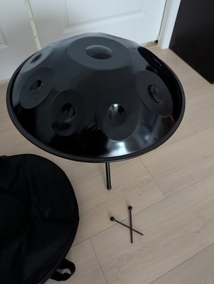 Black Metal Handpan Drum Analog Percussion with Drum Sticks Mallets Carry Bag