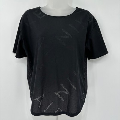 Nike Air Dri-FIT Women's Training Top Black Perforated Lettering Graphic