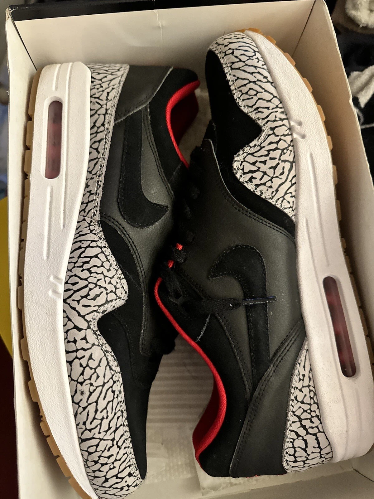 RARE ! NIKE ID AIR MAX 1 CIMENT NOIR SUPREME TAILLE 13