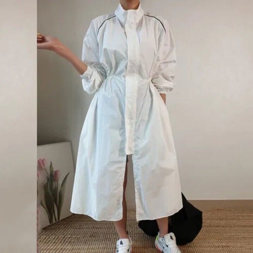 Female Slit Windbreaker Korean Chic Trench Coat Outwear Loose Overcoats Autumn - Foto 8 di 11