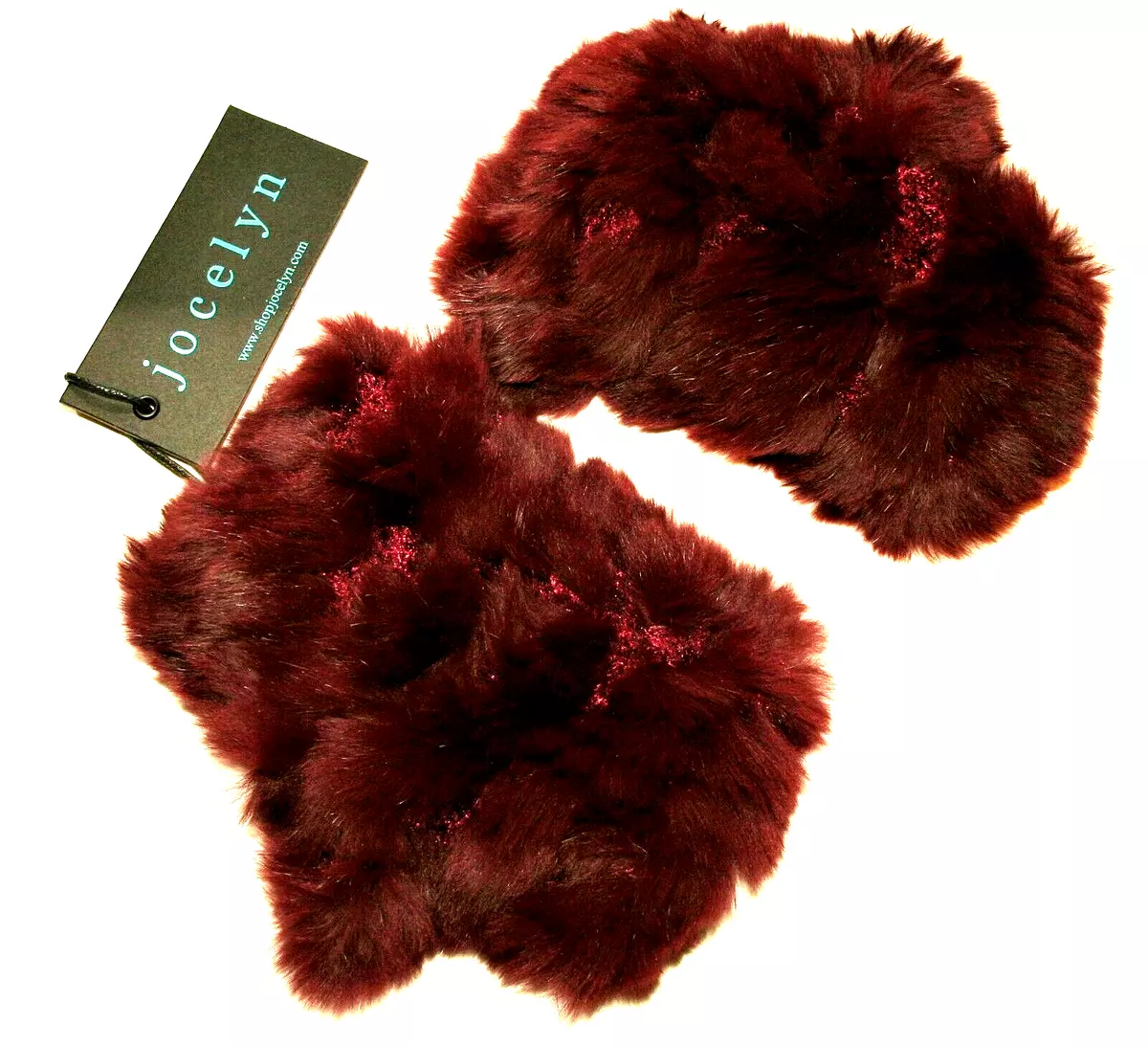 Jocelyn Berry Color Open Fingerless Tip Real Fur Glove Mitten New Tags OS