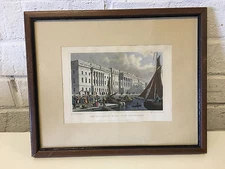 Antique 1828 Shepherd Tombleson Hand Colored Engraving The New Custom House