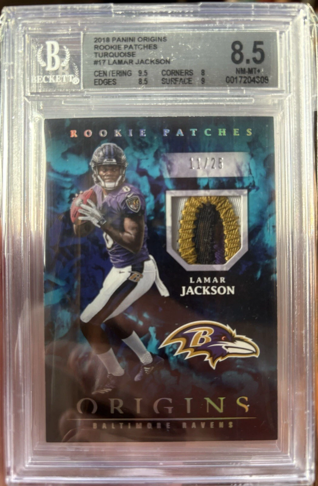 Lamar Jackson Panini Origins Rookie Patches #RP17 Turquoise