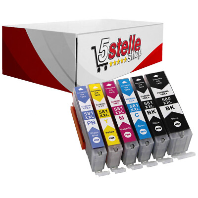 6 Cartucce Compatibili Canon PGI-580 XXL / CLI-581 XXL Per PIXMA TS8152, TS705, Ecc. - Foto 1
