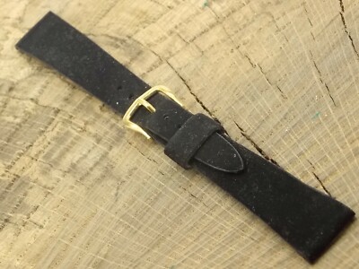 NOS Brite Black Corfam w Gold Tone Buckle Vintage Watch Band  display picture 3
