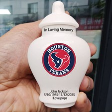 Ceramic Mini Urn   Houston Texans Football Theme, Custom Text