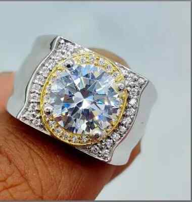  2.10Ct Lab Create Round Cut Diam Men's Band Ring 14K White/Yellow Gold Plated 