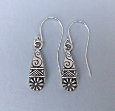 NEW Sterling Silver Sundance Charm Minimalist Flower Earrings Artisan Jewelry