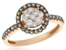 .81CT WHITE CHOCOLATE FANCY DIAMOND 18KT ROSE GOLD 3D FLOWER HALO LOVE RING