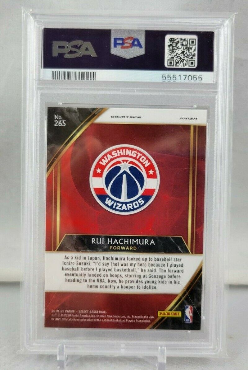 2019 Panini Select Rui Hachimura Red Wave Prizm Rookie RC #265 PSA Mint 9