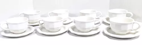 Vtg Set of 8 Pfaltzgraff Heritage White Coffee Tea Mugs Saucers Lot of 16 USA