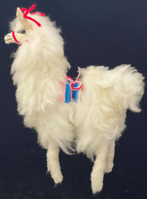 Vintage Llama Alpaca Plush Figure Real Wool Fur 12 Handmade