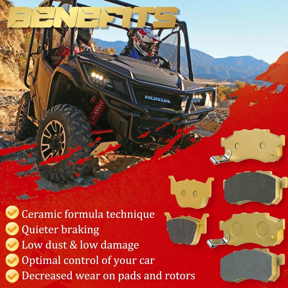 Kits de pastillas de freno delanteras y traseras de cerámica aptos para Honda Pioneer 700/700-4 2014-21 Foto 3 de 4