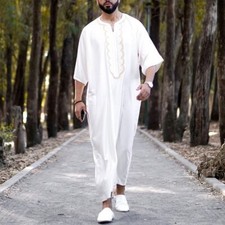 Vintage Loose Caftan Robes Men Long Sleeve Fashion Man Leisure Solid