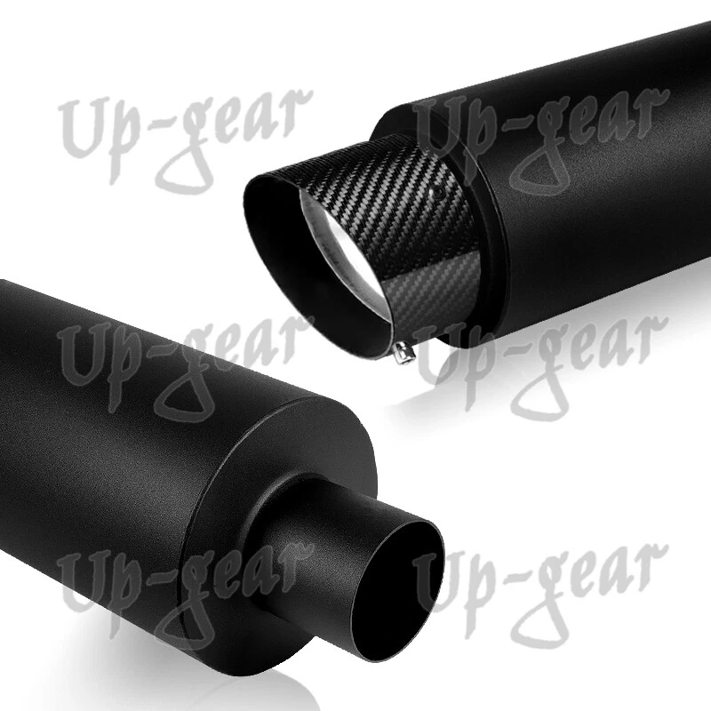 Universal 4" Carbon Fiber Slant Tip Black Stainless Exhaust Muffler 3" Inlet - Image 2 of 4