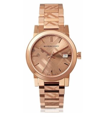 NEW BURBERRY WOMENS WATCH STAINLESS STEEL ROSE GOLD STRAP & GOLD