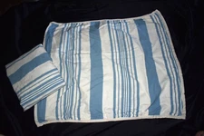 RLL Ralph Lauren White & Blue Striped  EURO Pillow Sham 100% Cotton PAIR