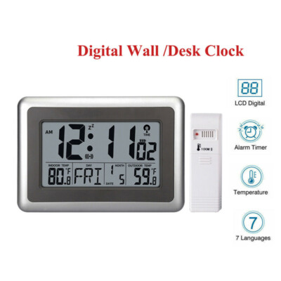 Tischuhr Digitale Funkuhr Clock Indoor-Wecker Wall-mounted Alarm Reisen Satz