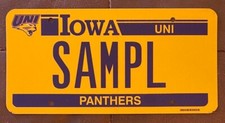 Iowa 2018 UNIVERSITY OF NORTHERN IOWA PANTHERS SAMPLE License Plate # SAMPL