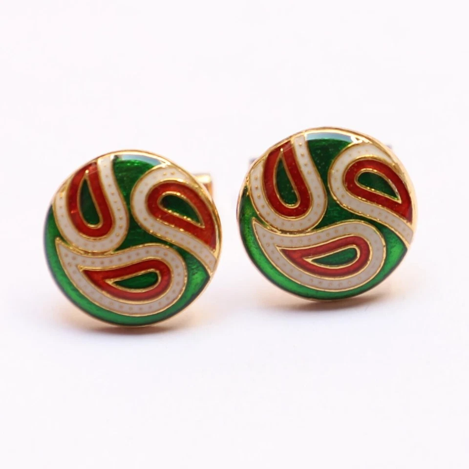 Gemelos de cumpleaños enchapados en oro forma redonda esmalte multicolor de plata de ley 925 Foto 2 de 4