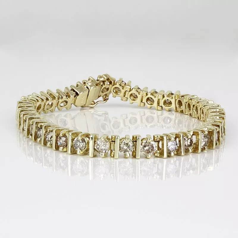 Buy 7 Ct Diamond Tennis Bracelet, 14K Gold Diamond Bracelet, 14kt Gold  Genuine Natural Diamond Bracelet Online in India - Etsy